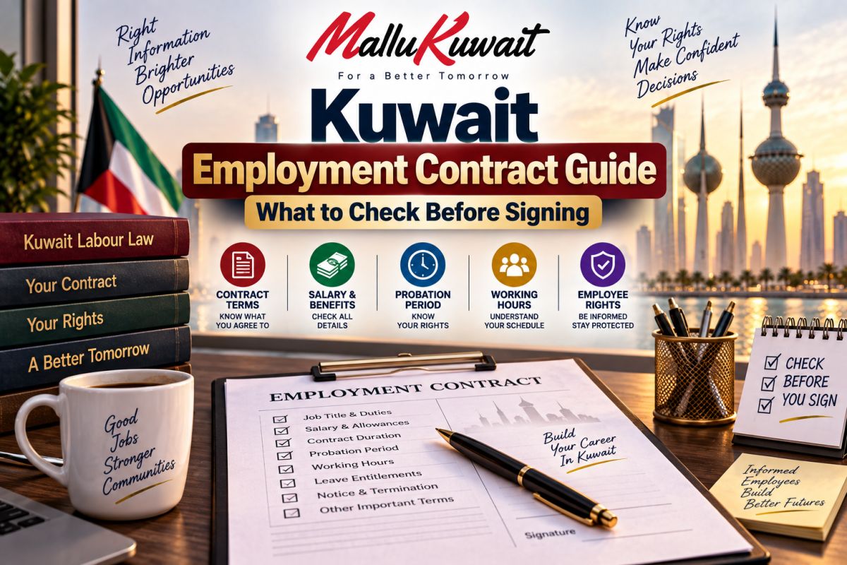 📄 Kuwait Employment Contract Guide: What to Check Before Signing, Salary, Probation & Your Rights