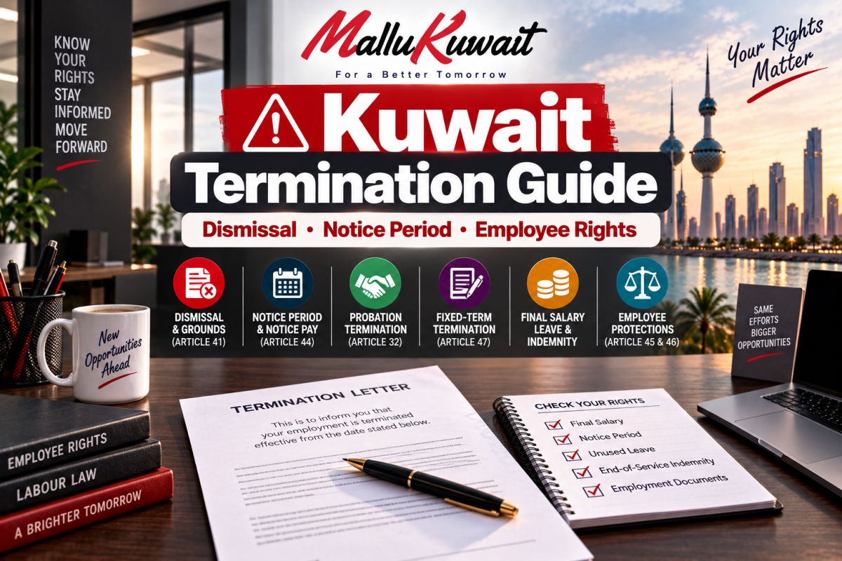 ⚠️ Kuwait Termination Guide: Dismissal, Notice Period, Final Settlement & Employee Rights