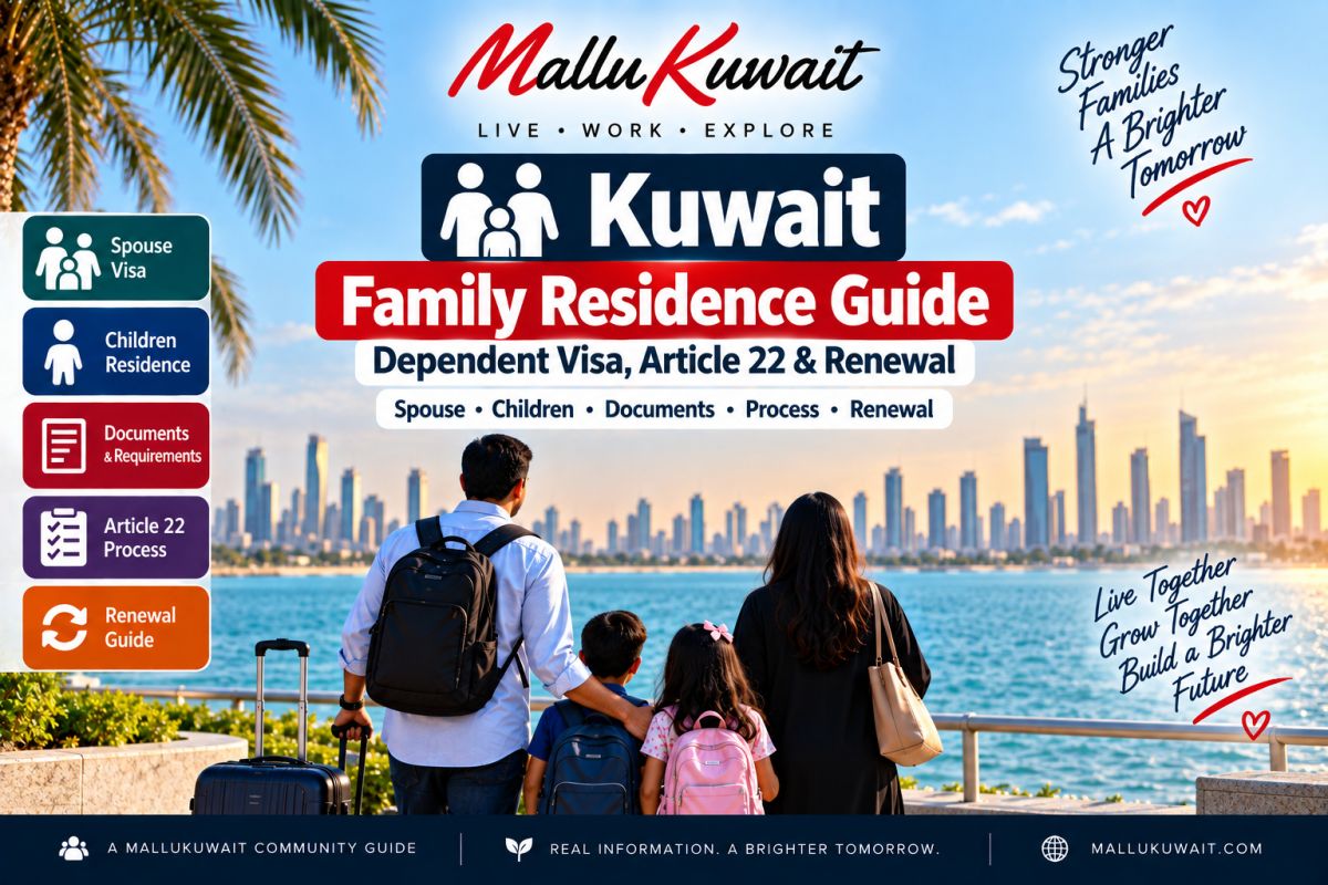👨‍👩‍👧 Kuwait Family Residence Guide: Dependent Visa, Article 22 & Renewal